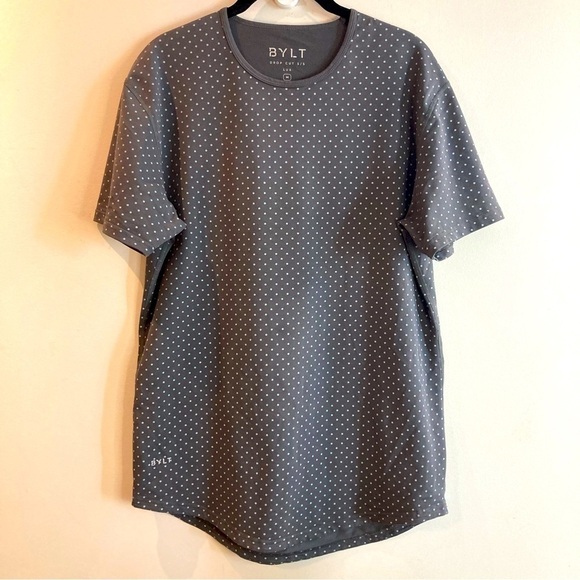 BYLT Sz M  Drop Cut S/S Polka Dot Super Soft Short Sleeve T-shirt Tee - Picture 1 of 9